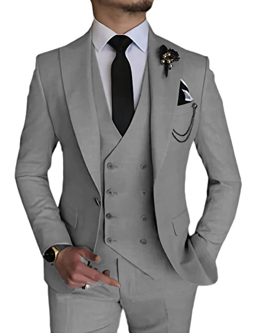 Suit Men Double Breasted Formal Fit Elegant Look - Hudson Harper - 3 Piece suits