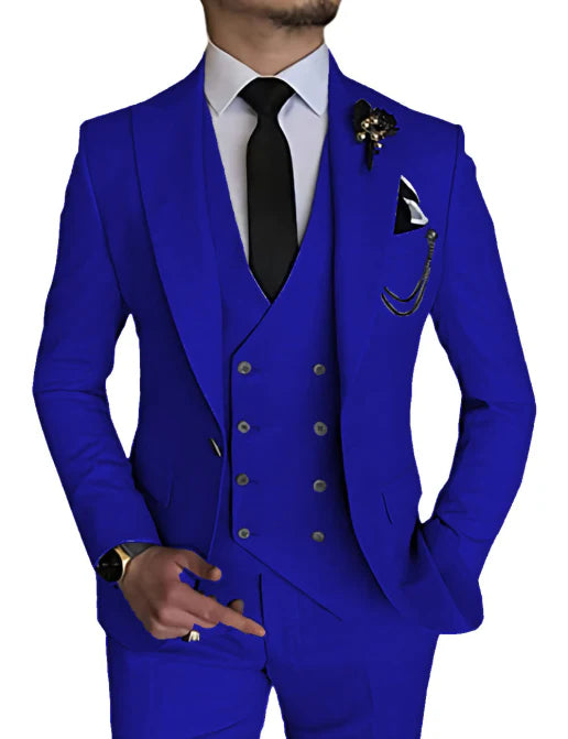 Suit Men Double Breasted Formal Fit Elegant Look