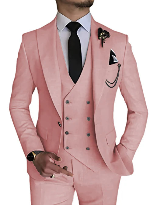 Suit Men Double Breasted Formal Fit Elegant Look