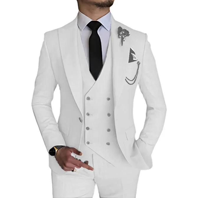 Suit Men Double Breasted Formal Fit Elegant Look