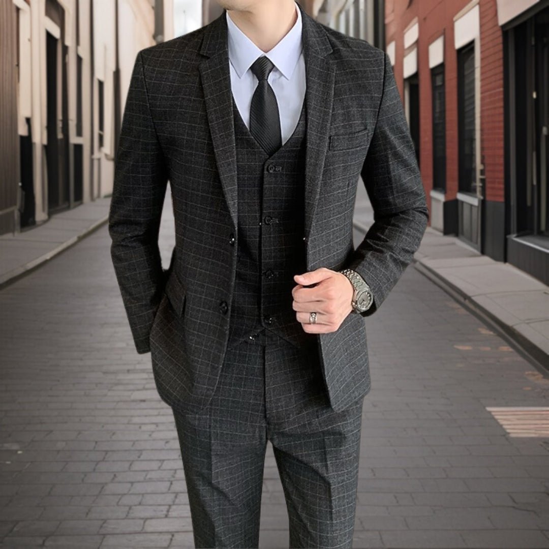 Suit Men Slim Fit Wedding Set Elegant Look - Hudson Harper - 3 Piece suits