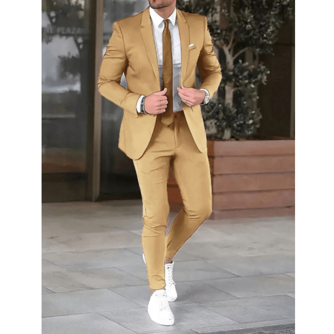 Suit Set Men Classic 2 Piece Wedding Guest Modern Fit - Hudson Harper - 2 Piece Suits