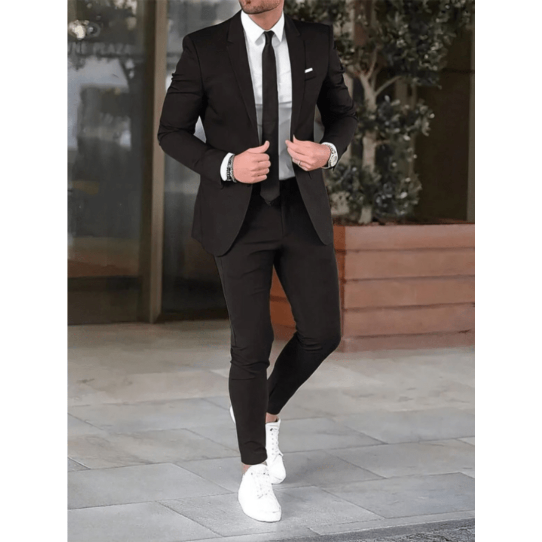 Suit Set Men Classic 2 Piece Wedding Guest Modern Fit - Hudson Harper - 2 Piece Suits