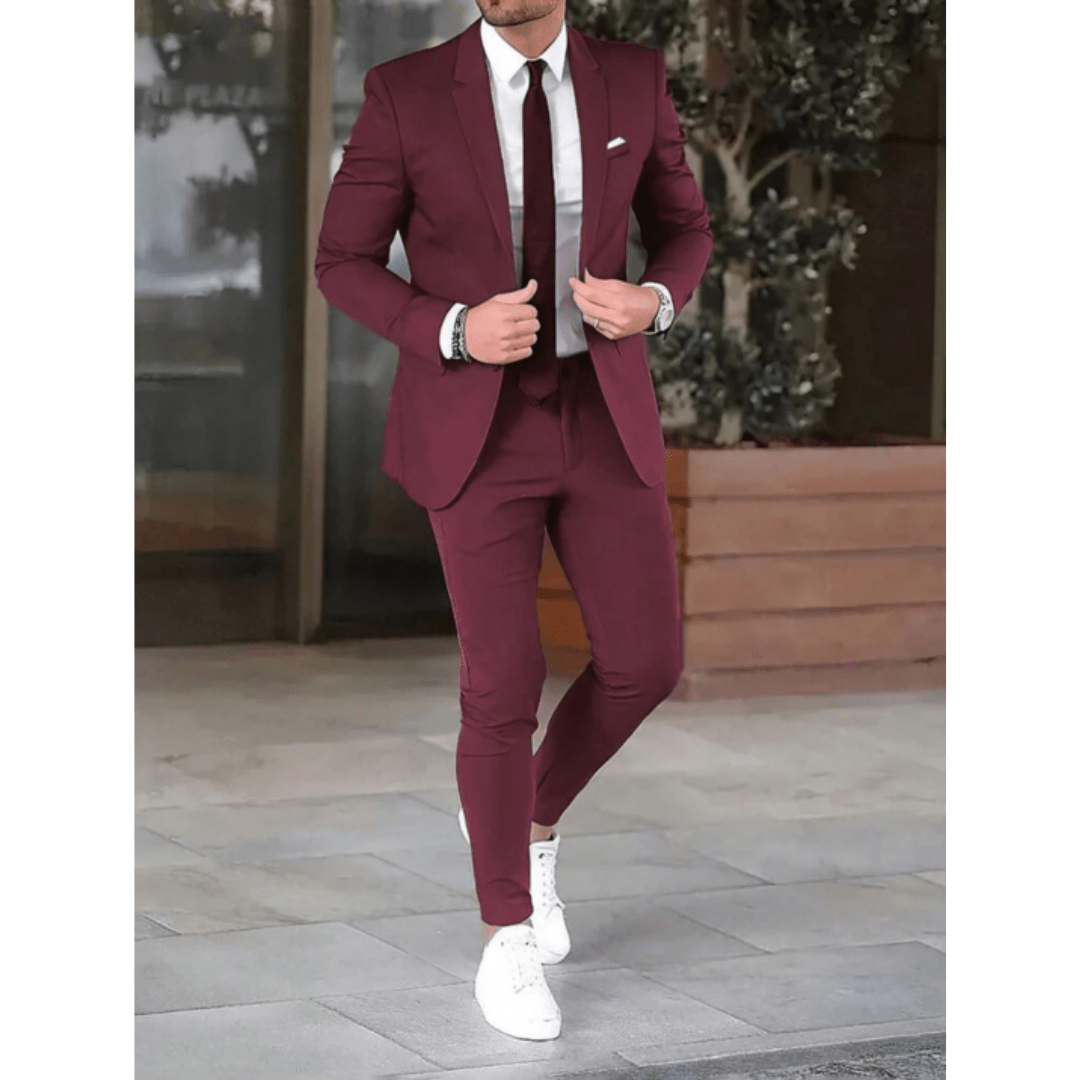 Suit Set Men Classic 2 Piece Wedding Guest Modern Fit - Hudson Harper - 2 Piece Suits