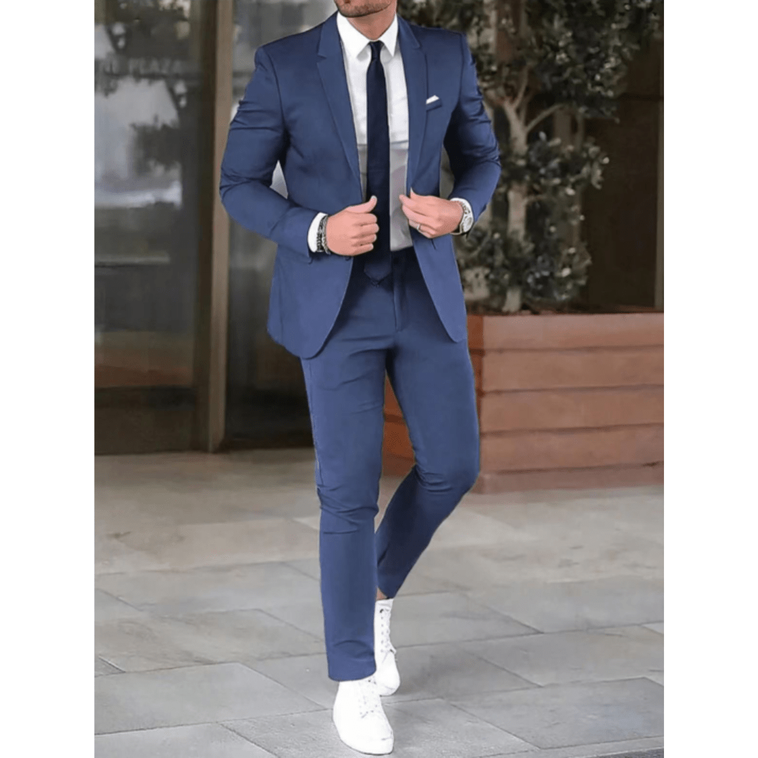 Suit Set Men Classic 2 Piece Wedding Guest Modern Fit - Hudson Harper - 2 Piece Suits