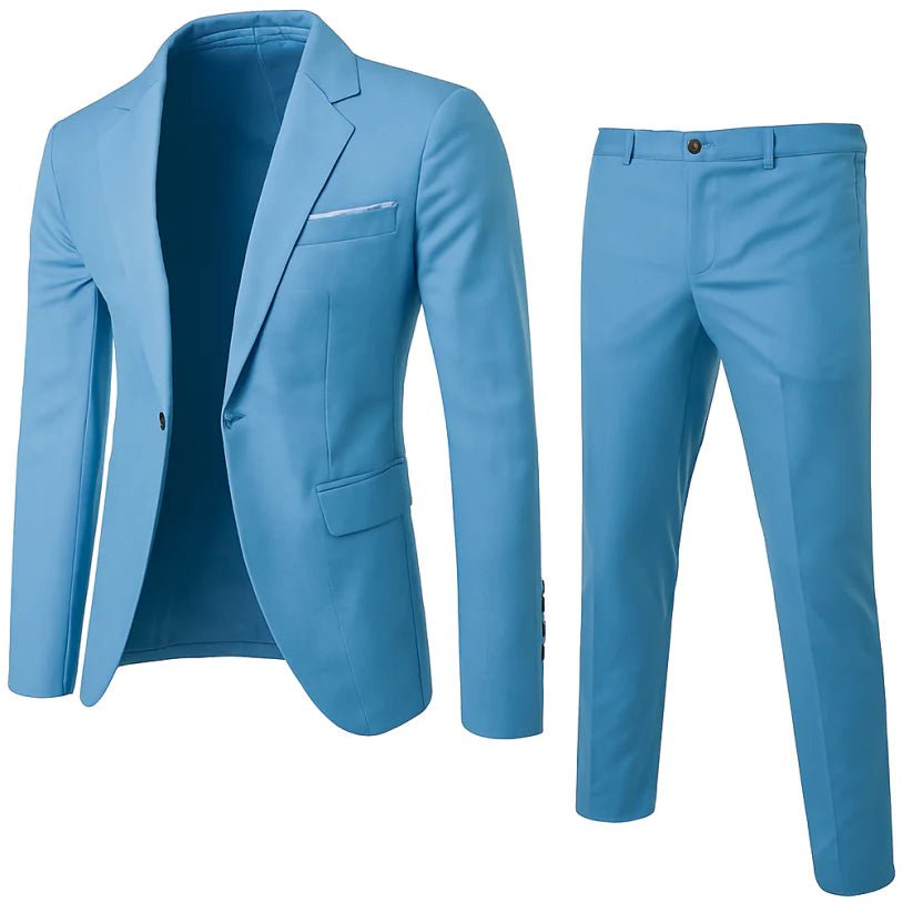 Suit Set Men Classic 2 Piece Wedding Guest Modern Fit - Hudson Harper - 2 Piece Suits