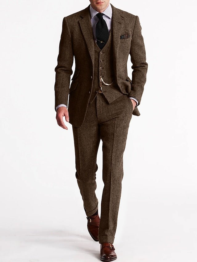 Suit Set Men Tailored Fit Elegance Classic Appeal - Hudson Harper - 3 Piece suits