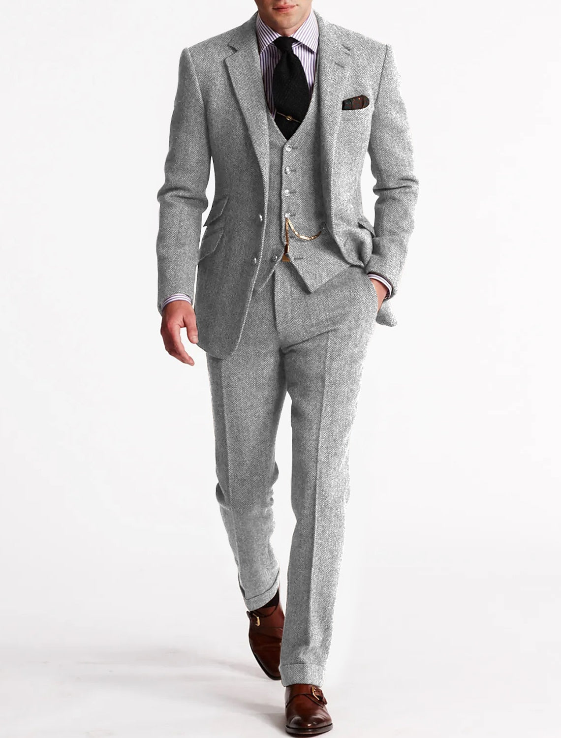 Suit Set Men Tailored Fit Elegance Classic Appeal - Hudson Harper - 3 Piece suits