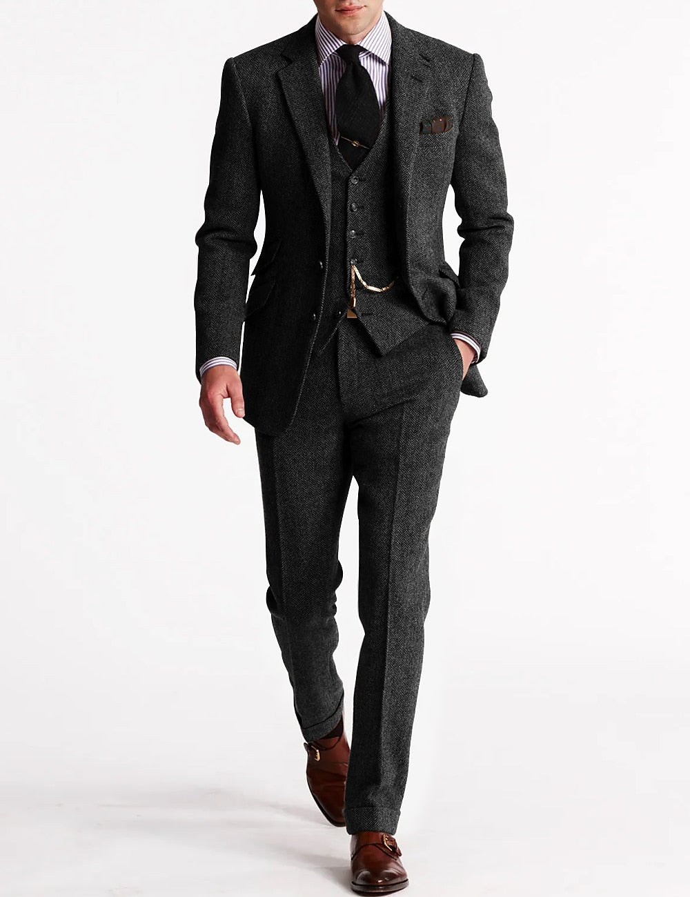 Suit Set Men Tailored Fit Elegance Classic Appeal - Hudson Harper - 3 Piece suits