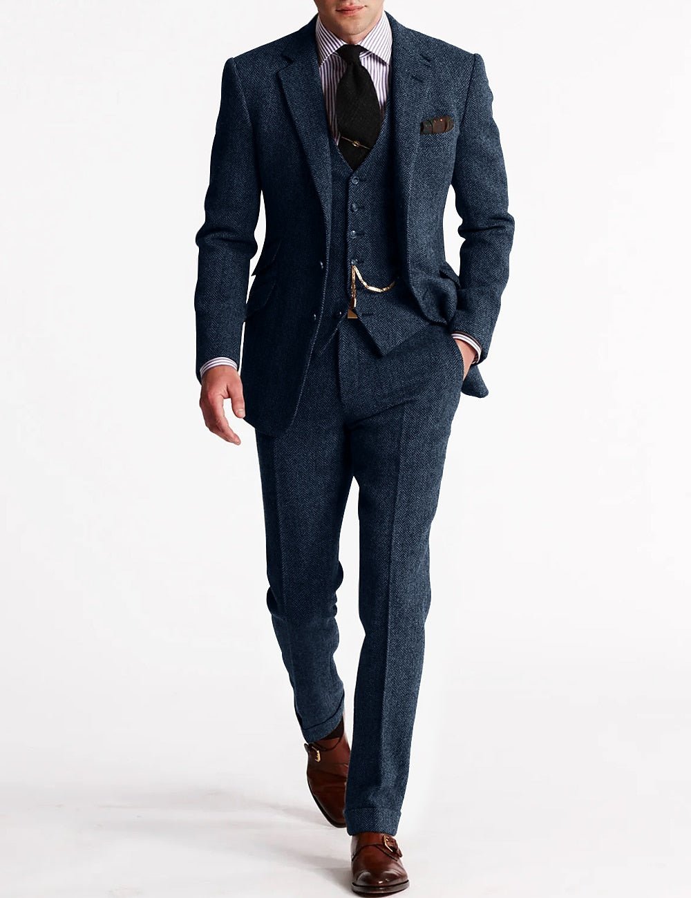 Suit Set Men Tailored Fit Elegance Classic Appeal - Hudson Harper - 3 Piece suits