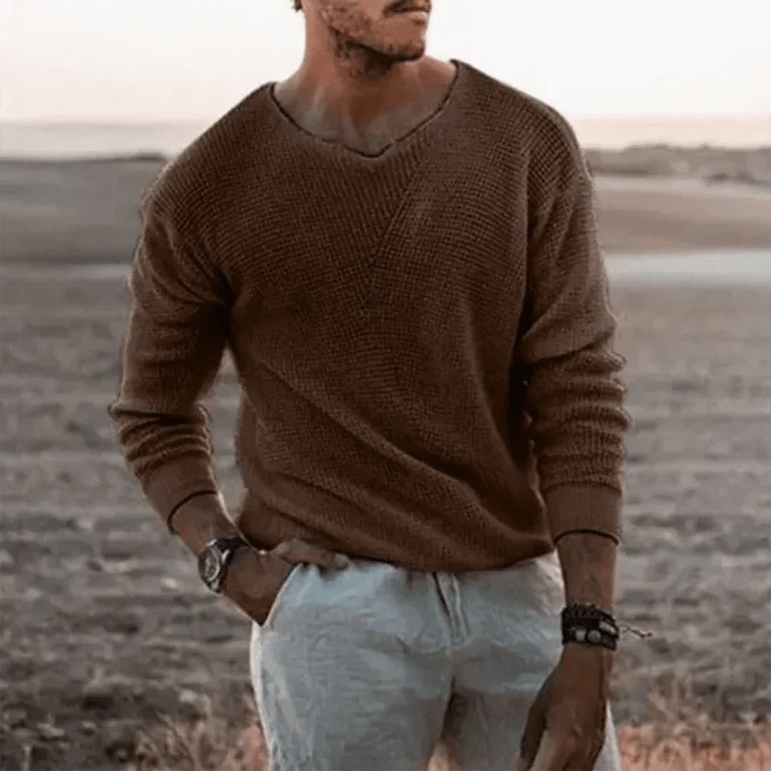 Sweater Men Warm Long - Sleeved Classic Knit Pullover - Hudson Harper - Men Sweaters