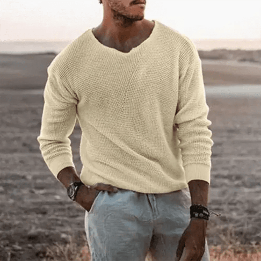 Sweater Men Warm Long - Sleeved Classic Knit Pullover - Hudson Harper - Men Sweaters
