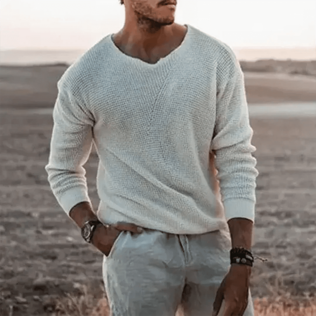 Sweater Men Warm Long - Sleeved Classic Knit Pullover - Hudson Harper - Men Sweaters