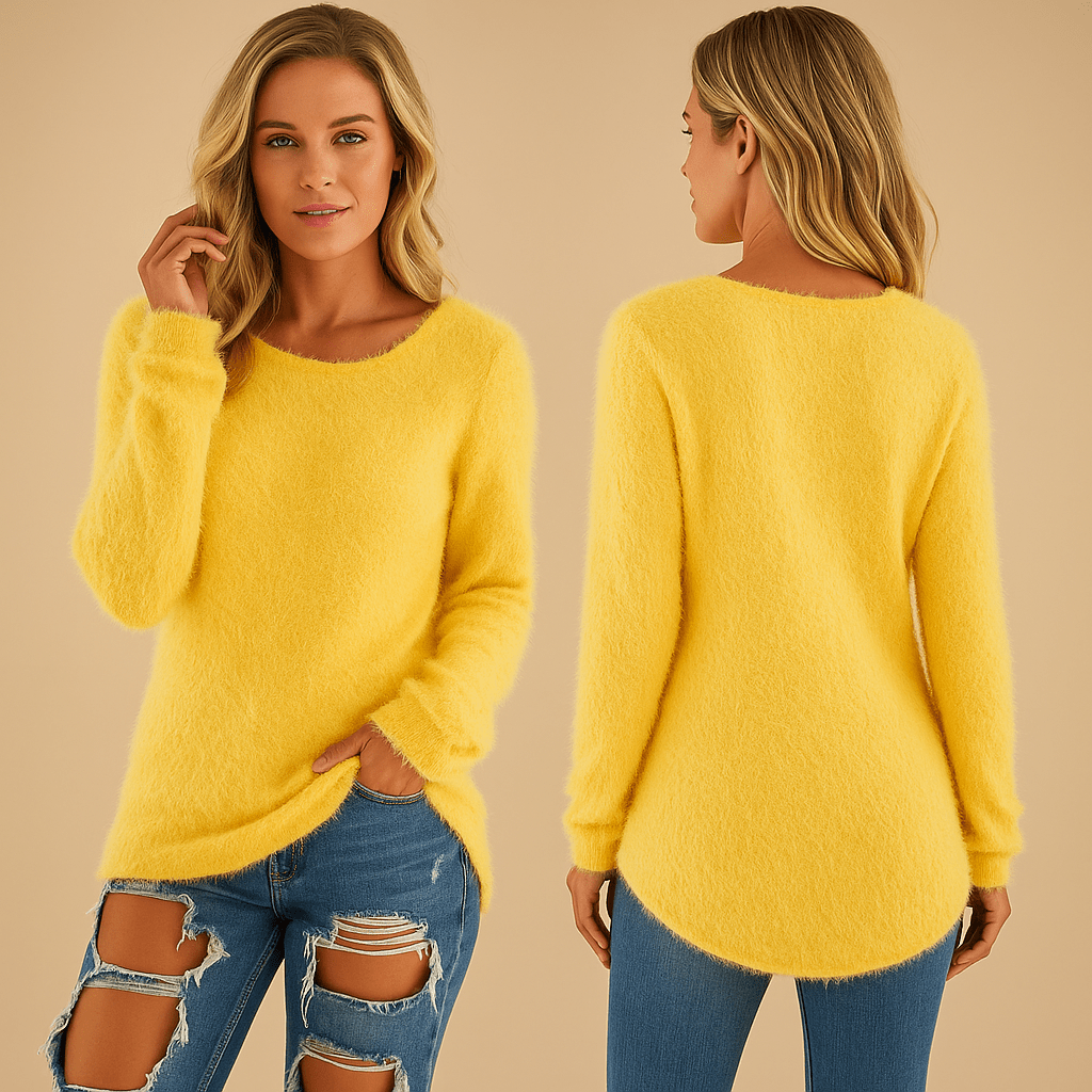 Sweater Women Lightweight Knitted Design with Relaxed Fit Round Neck - Hudson Harper - Women Sweaters
