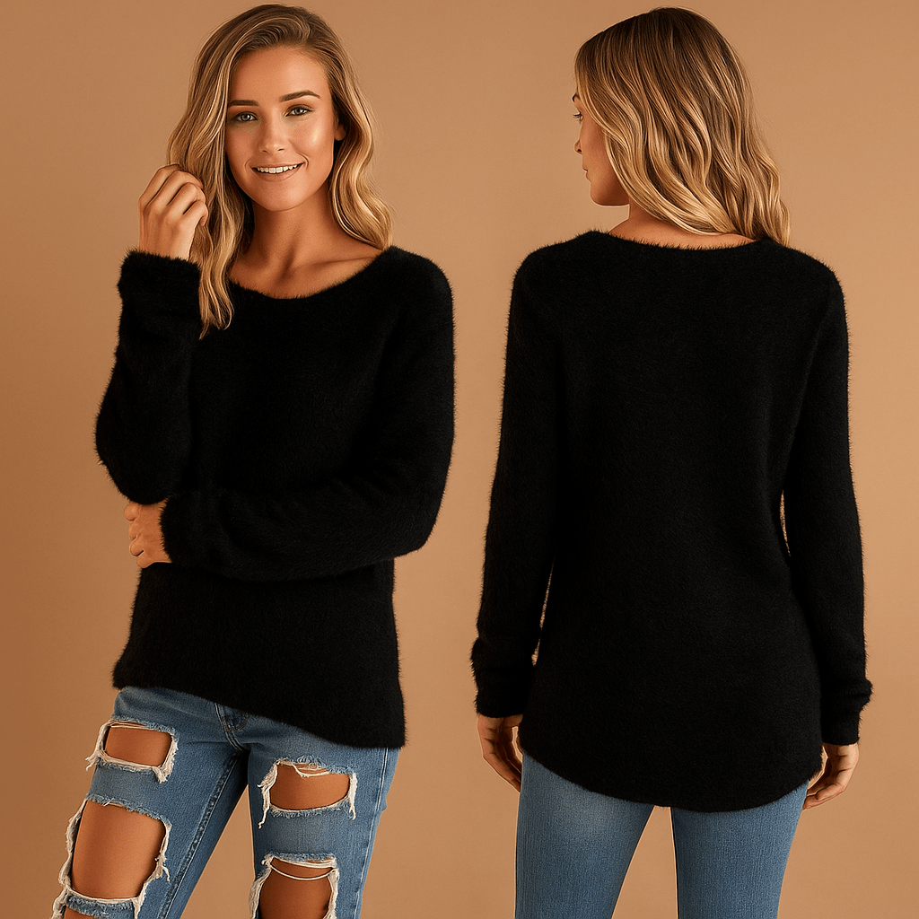 Sweater Women Lightweight Knitted Design with Relaxed Fit Round Neck - Hudson Harper - Women Sweaters