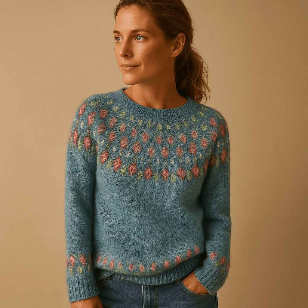 Sweater Women Printed Design with Classic Neckline and Comfort Fit - Hudson Harper - Women Sweaters