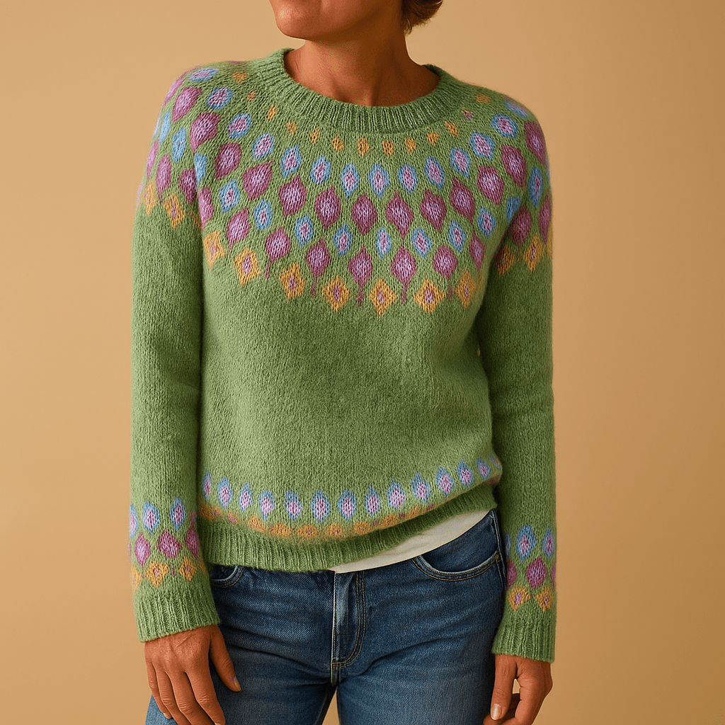 Sweater Women Printed Design with Classic Neckline and Comfort Fit - Hudson Harper - Women Sweaters