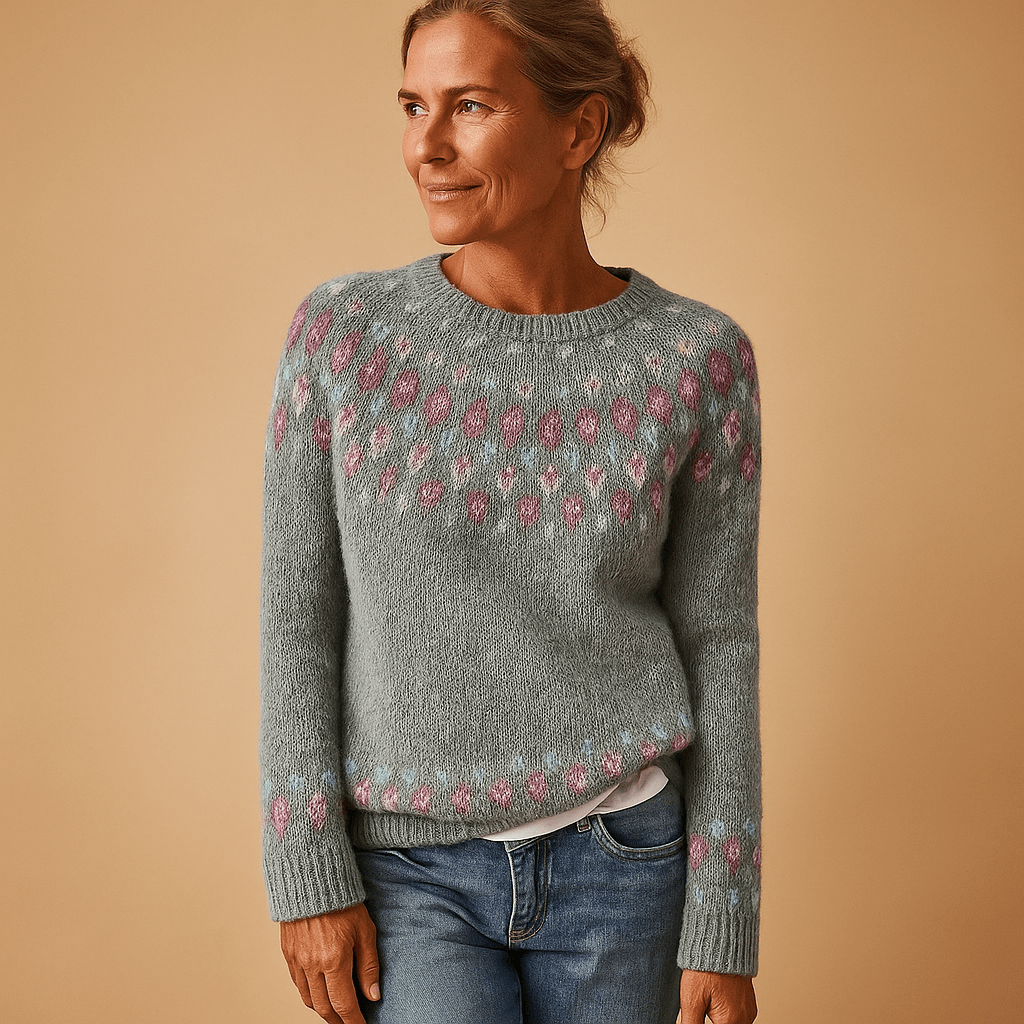 Sweater Women Printed Design with Classic Neckline and Comfort Fit - Hudson Harper - Women Sweaters