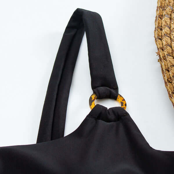 Swimsuit Women Straight Neck Cut Out Front Rings Detail - Hudson Harper - Women Swimsuit