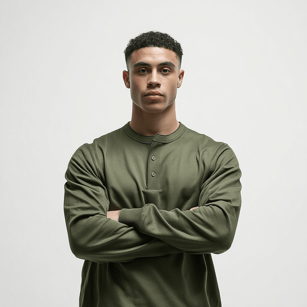 T-Shirt Men Long Sleeve Collarless - Hudson Harper - Tops