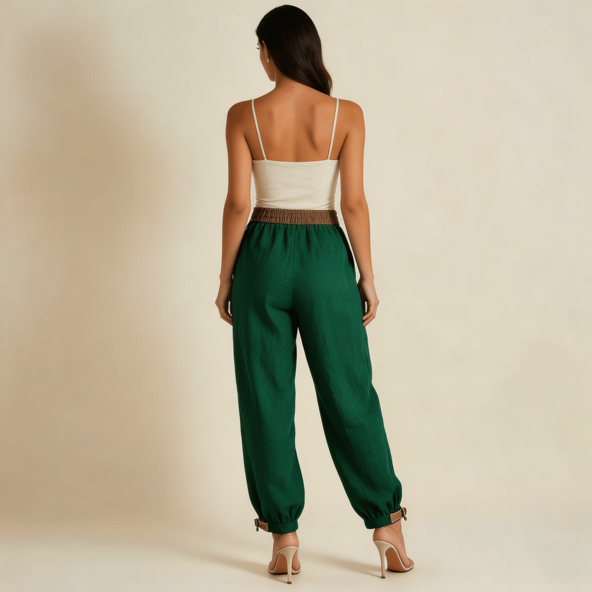 Trousers Women Linen Relaxed Fit Drawstring Adjustable Cuffs - Hudson Harper - Women Pants