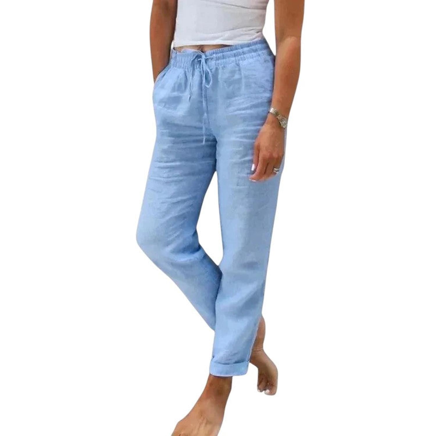Trousers Women Linen Relaxed Fit Drawstring Waist Cool Everyday Comfort - Hudson Harper - Pants