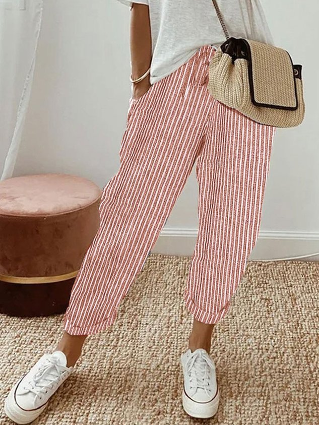 Trousers Women Linen Relaxed Fit Drawstring Waist Full Length - Hudson Harper - Women Pants