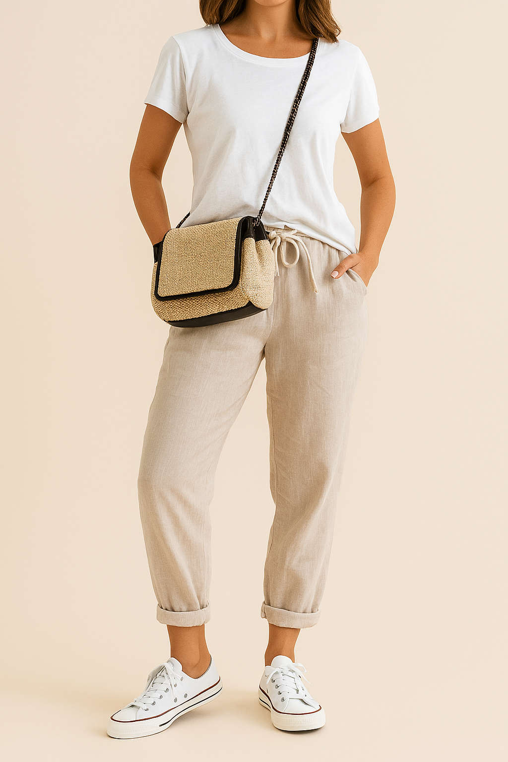 Trousers Women Relaxed Fit Drawstring Waist Full Length