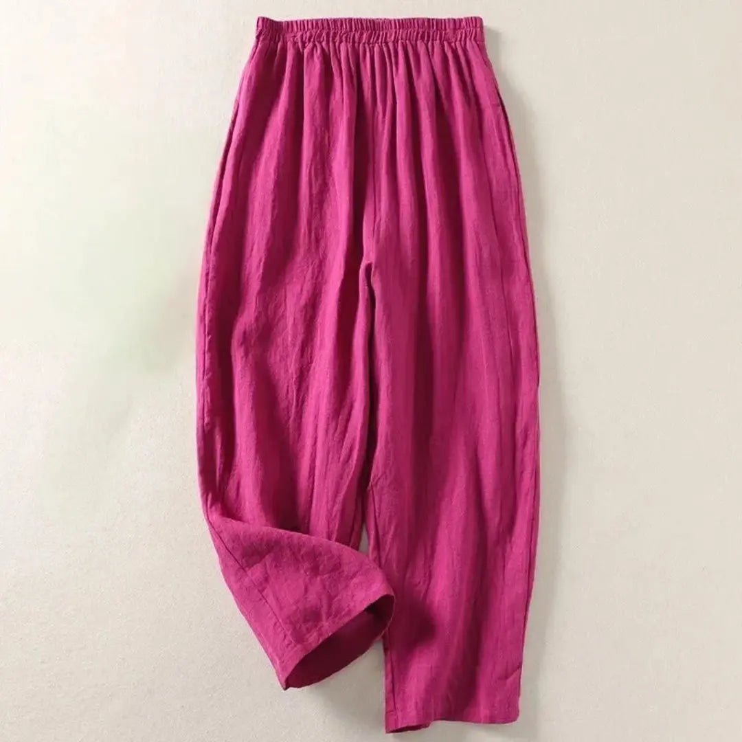 Trousers Women Relaxed Fit Cropped Length Elastic Waist - Hudson Harper - Women Pants