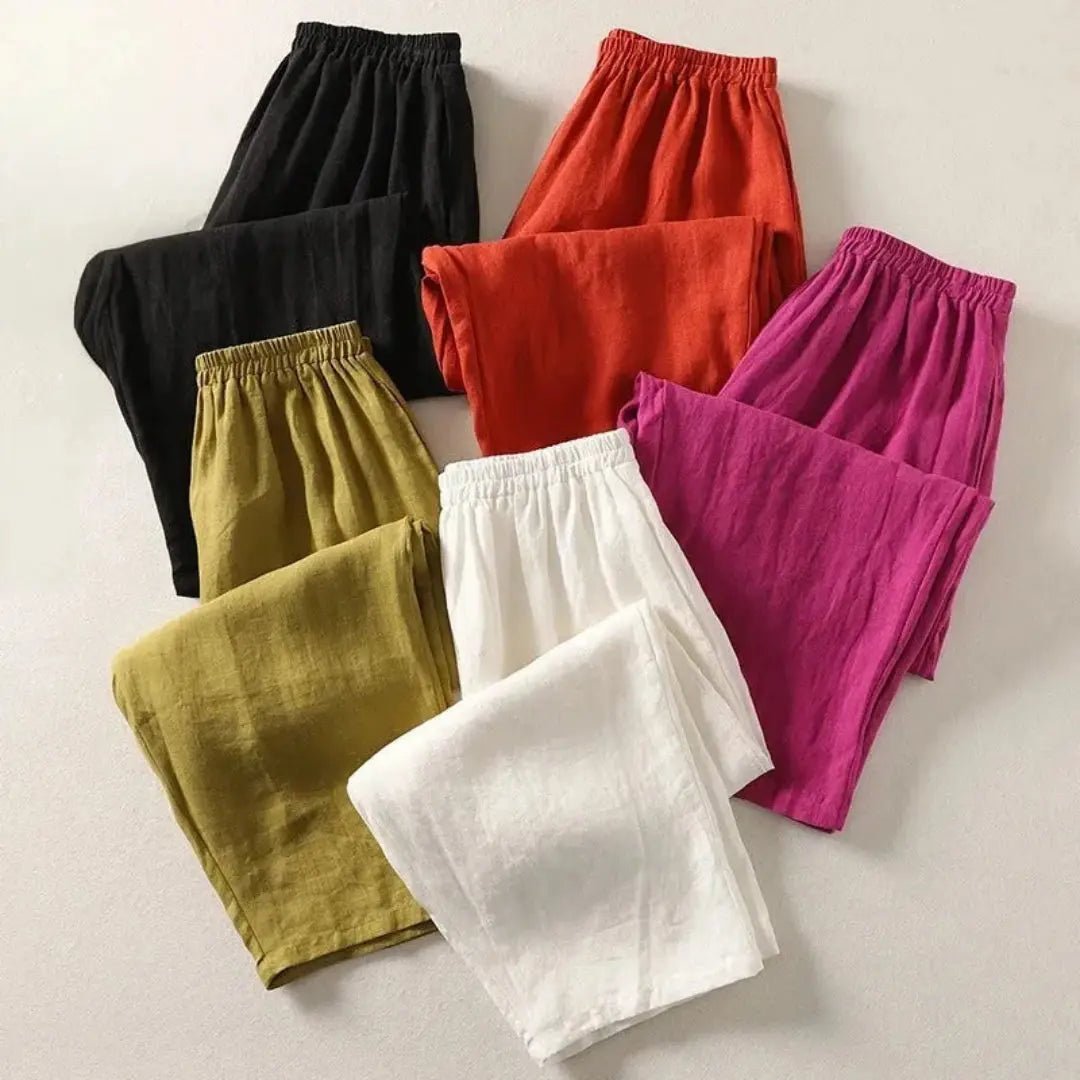 Trousers Women Relaxed Fit Cropped Length Elastic Waist - Hudson Harper - Women Pants