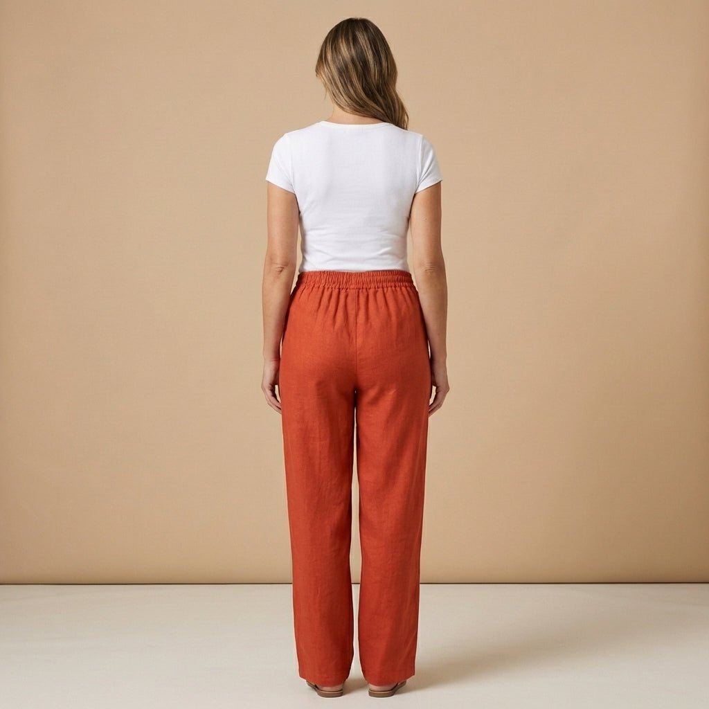 Trousers Women Relaxed Fit Cropped Length Elastic Waist - Hudson Harper - Women Pants