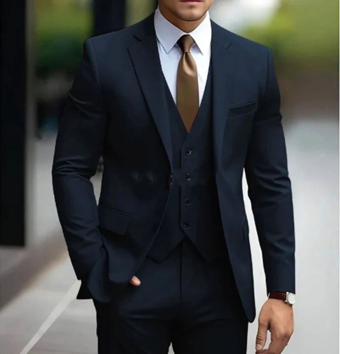 Wedding Suit Men Three - Piece Single - Breasted Classic Style - Hudson Harper - 3 Piece suits