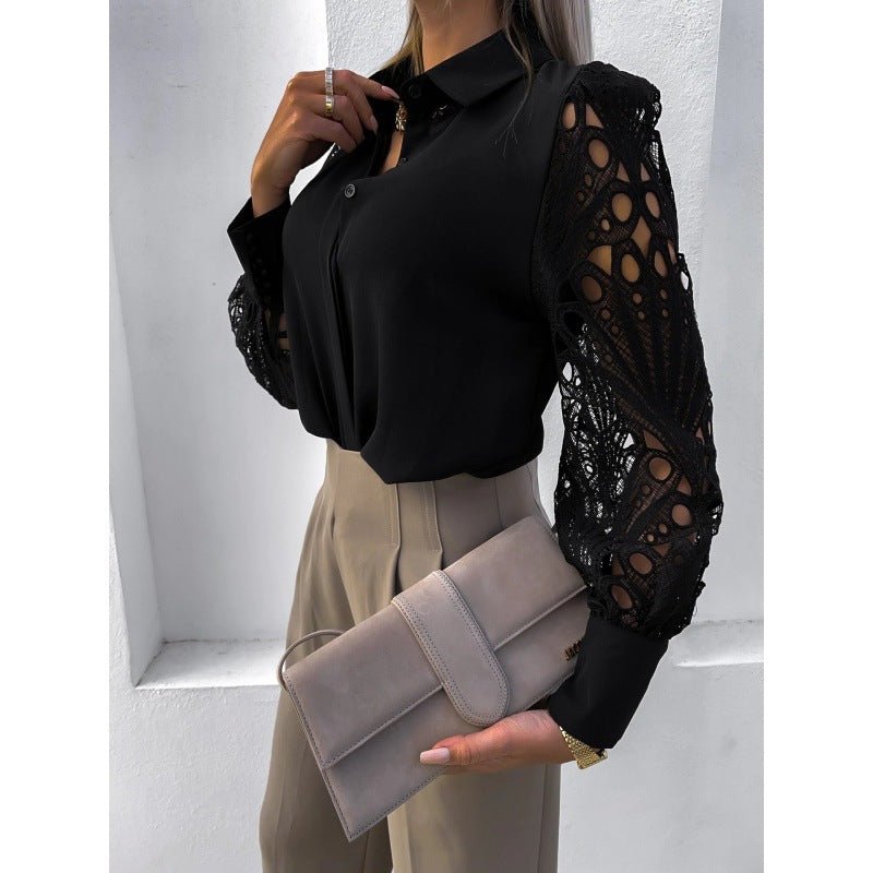Women Blouse Regular Fit Long Sleeve Collared Button Up - Hudson Harper - Women Blouse