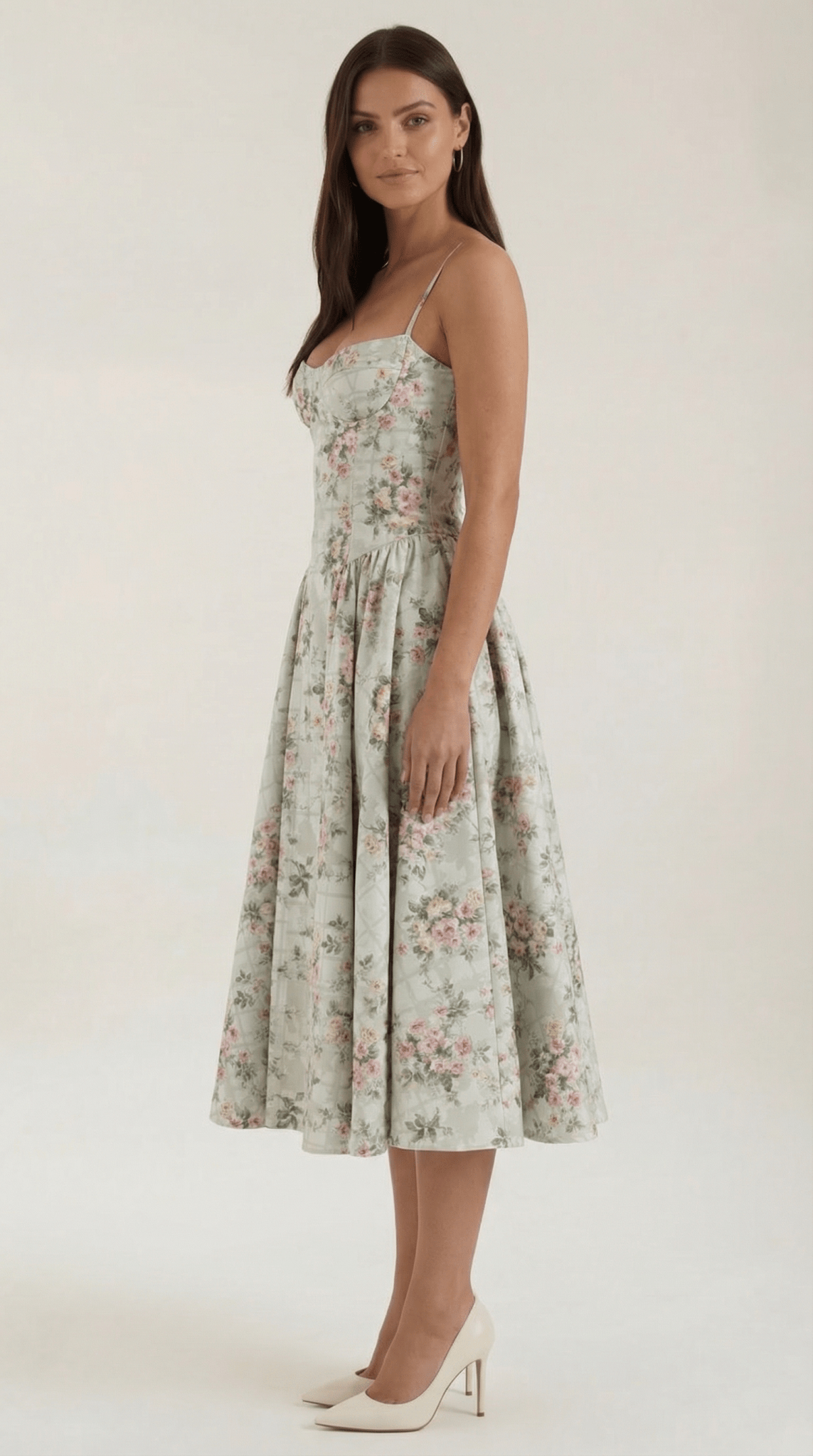 Women Midi Dress Corset Fit Sweetheart Neckline Design - Hudson Harper - Women Midi Dress