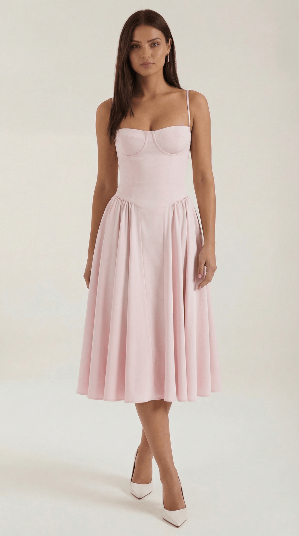 Women Midi Dress Corset Fit Sweetheart Neckline Design - Hudson Harper - Women Midi Dress
