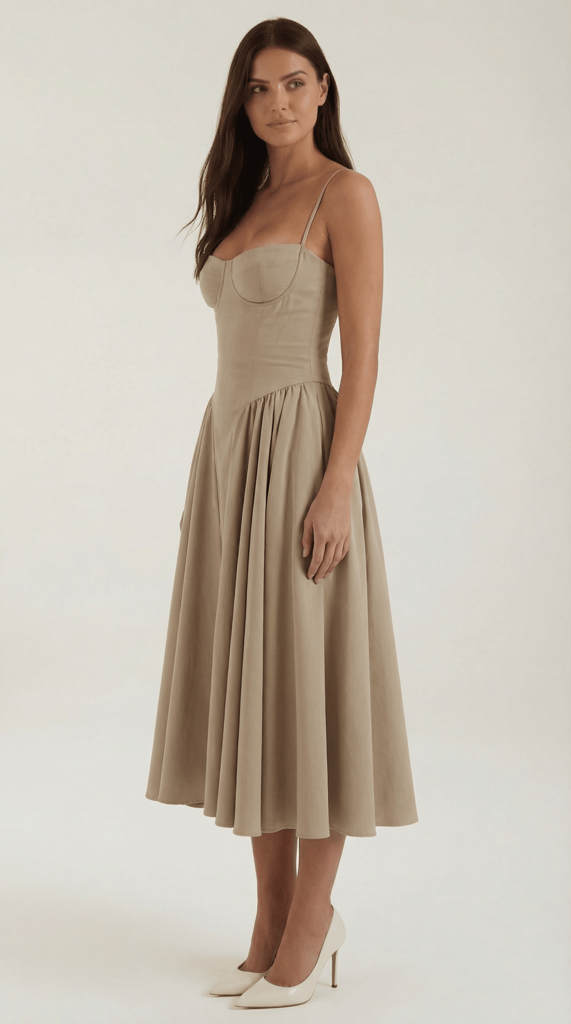 Women Midi Dress Corset Fit Sweetheart Neckline Design - Hudson Harper - Women Midi Dress
