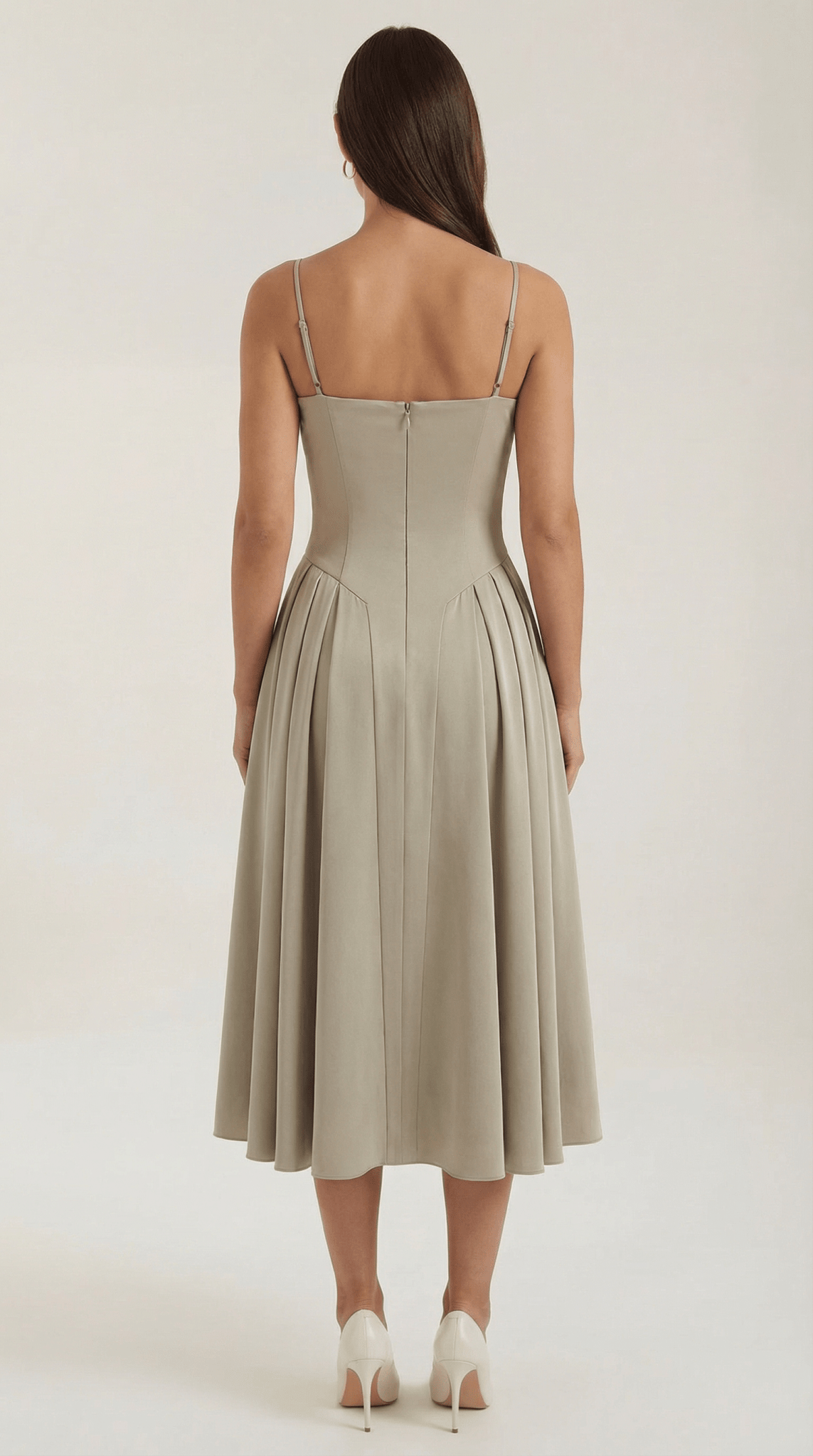 Women Midi Dress Corset Fit Sweetheart Neckline Design - Hudson Harper - Women Midi Dress