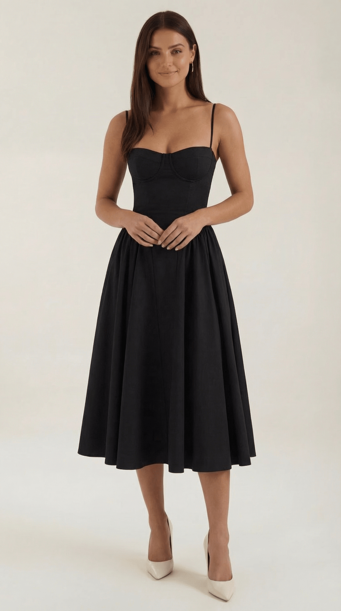 Women Midi Dress Corset Fit Sweetheart Neckline Design - Hudson Harper - Women Midi Dress
