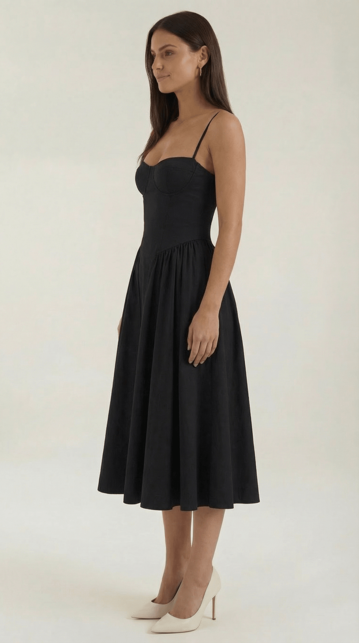 Women Midi Dress Corset Fit Sweetheart Neckline Design - Hudson Harper - Women Midi Dress