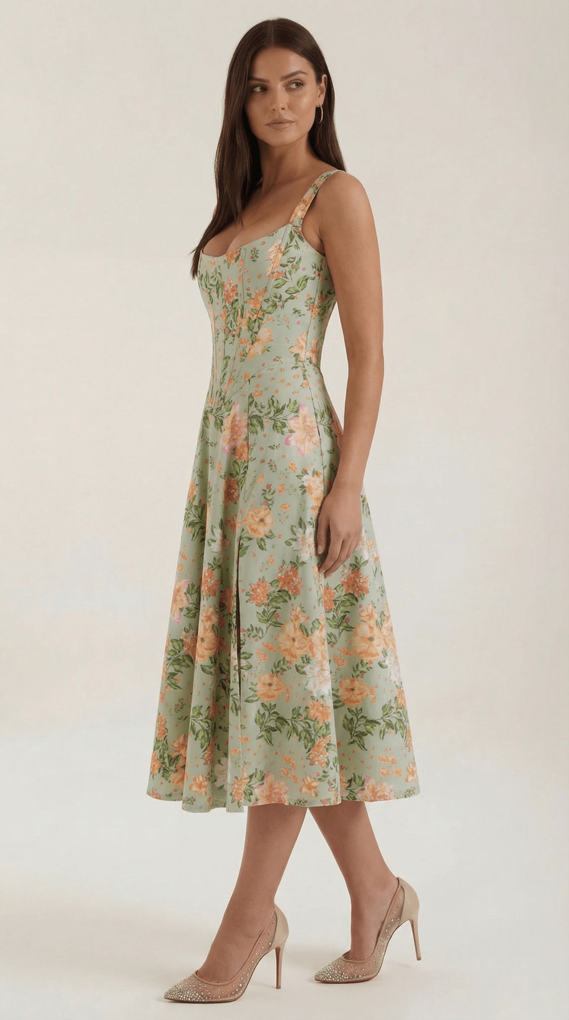 Women Midi Dress Sweetheart Neckline A - Line Silhouette - Hudson Harper - Women Midi Dress