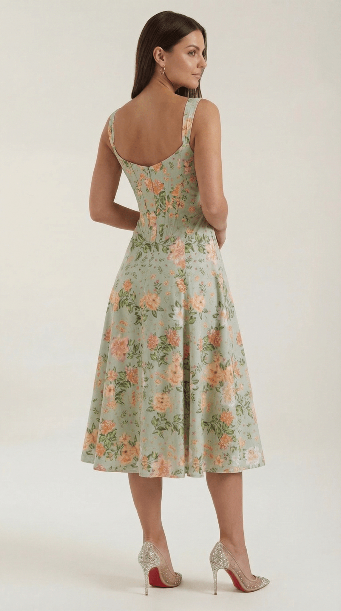 Women Midi Dress Sweetheart Neckline A - Line Silhouette - Hudson Harper - Women Midi Dress