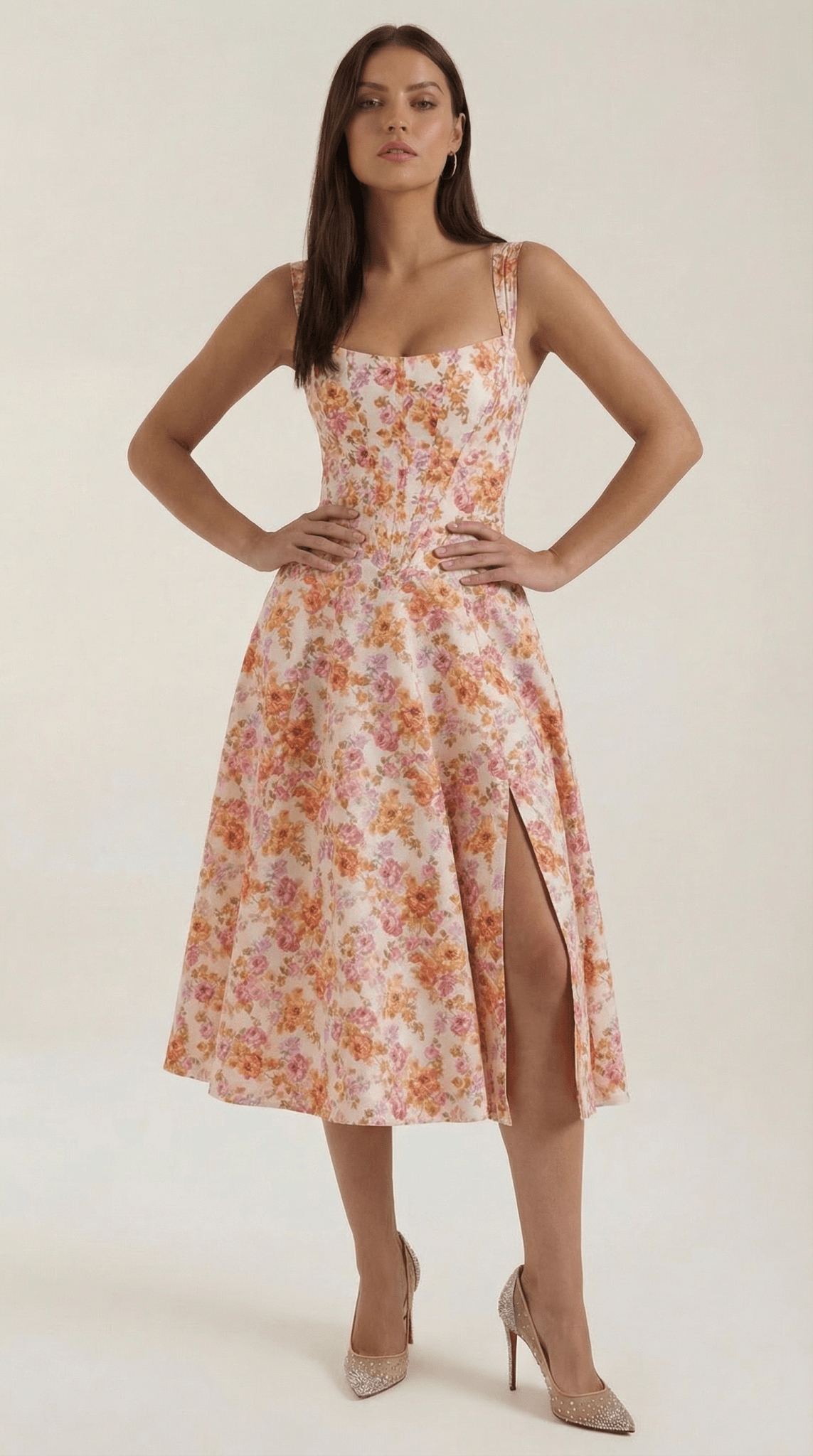 Women Midi Dress Sweetheart Neckline A - Line Silhouette - Hudson Harper - Women Midi Dress