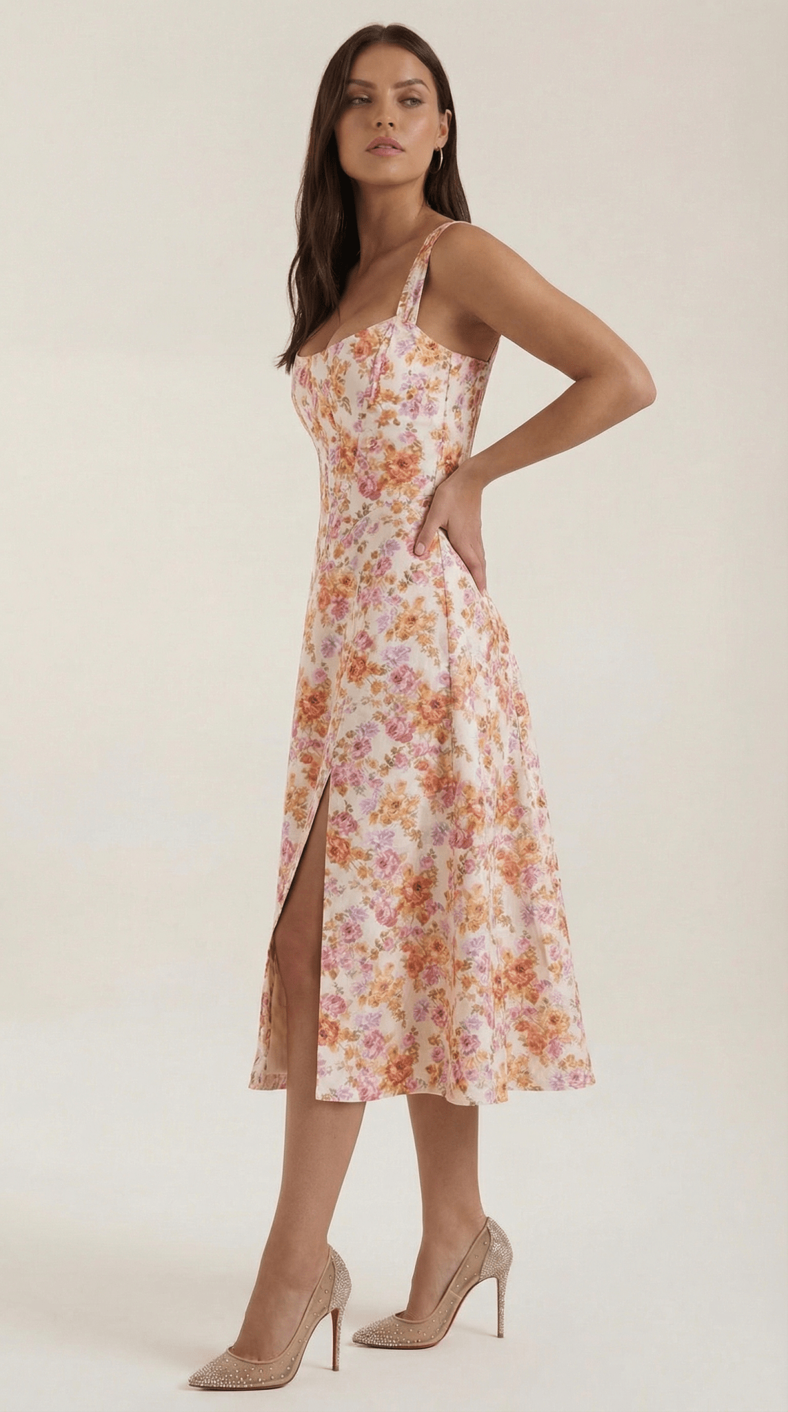Women Midi Dress Sweetheart Neckline A - Line Silhouette - Hudson Harper - Women Midi Dress