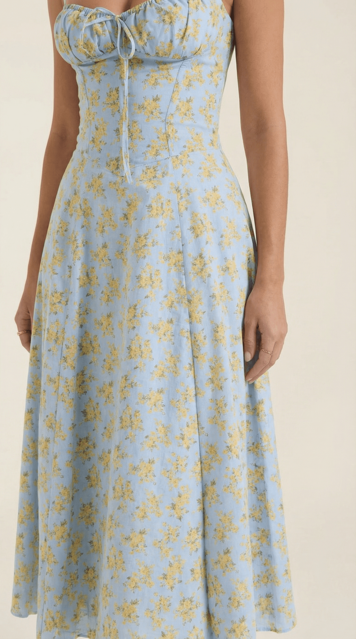 Women Midi Dress Sweetheart Neckline Lace - Up Front Detail - Hudson Harper - Women Midi Dress