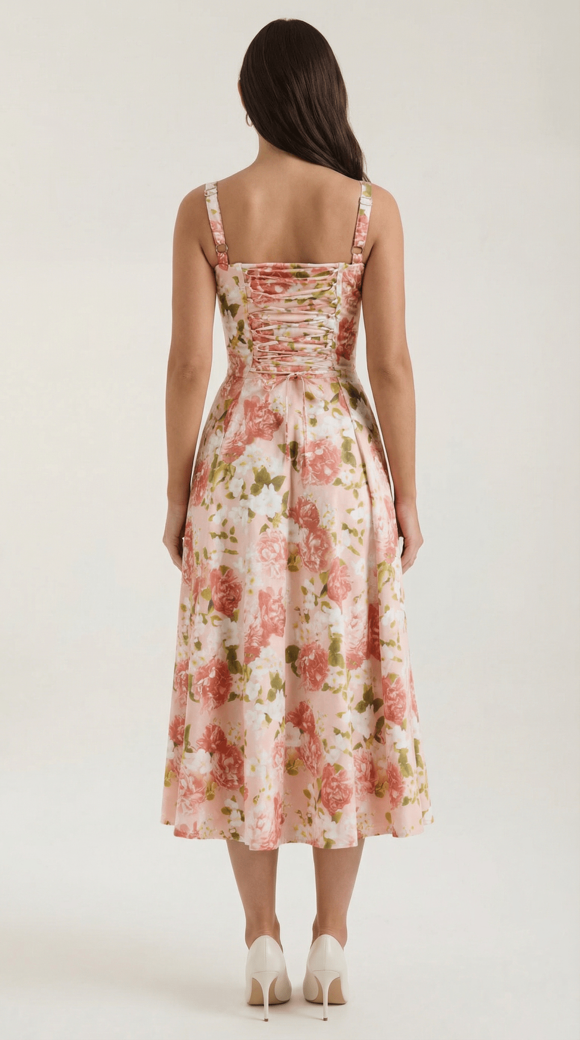 Women Midi Dress Sweetheart Neckline Lace - Up Front Detail - Hudson Harper - Women Midi Dress