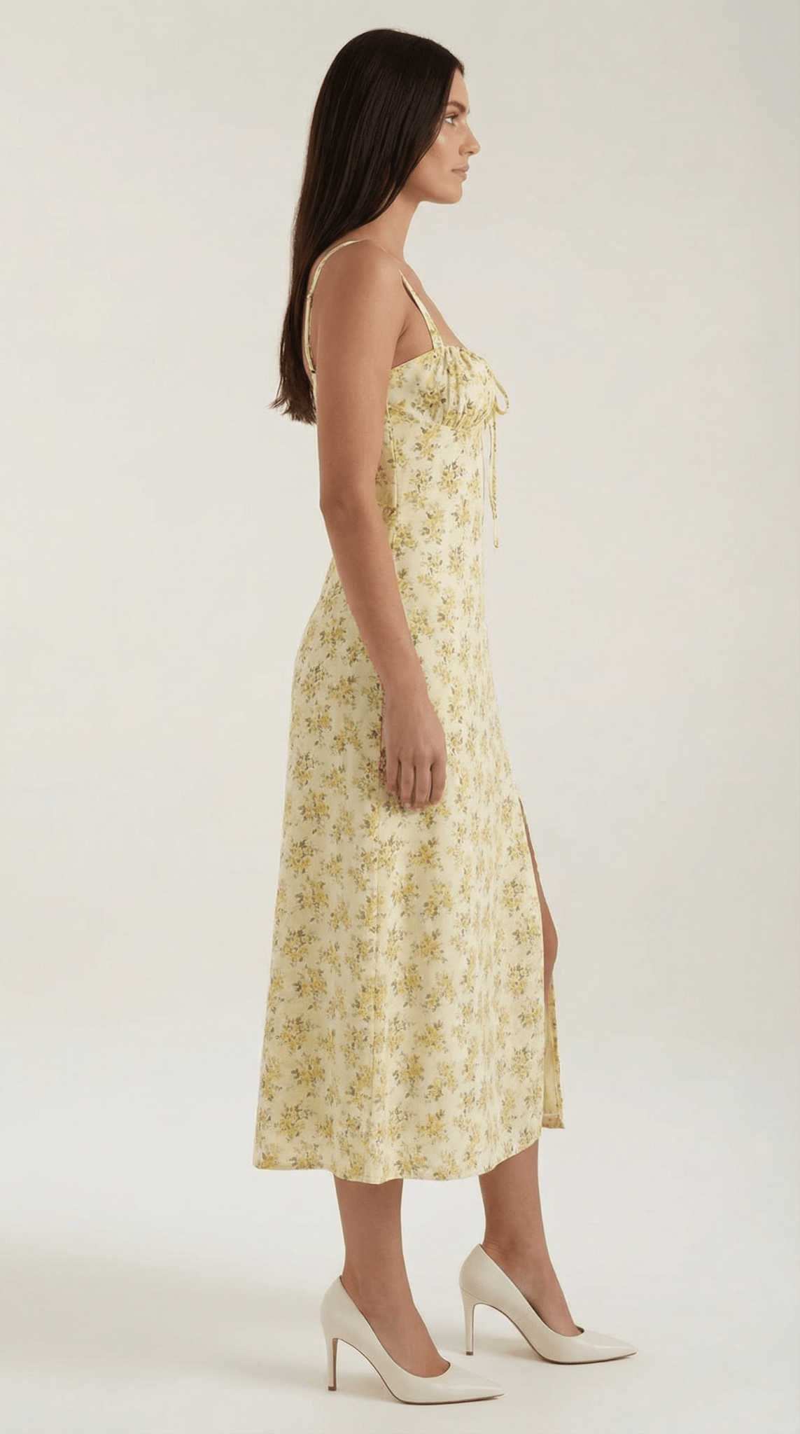 Women Midi Dress Sweetheart Neckline Lace - Up Front Detail - Hudson Harper - Women Midi Dress