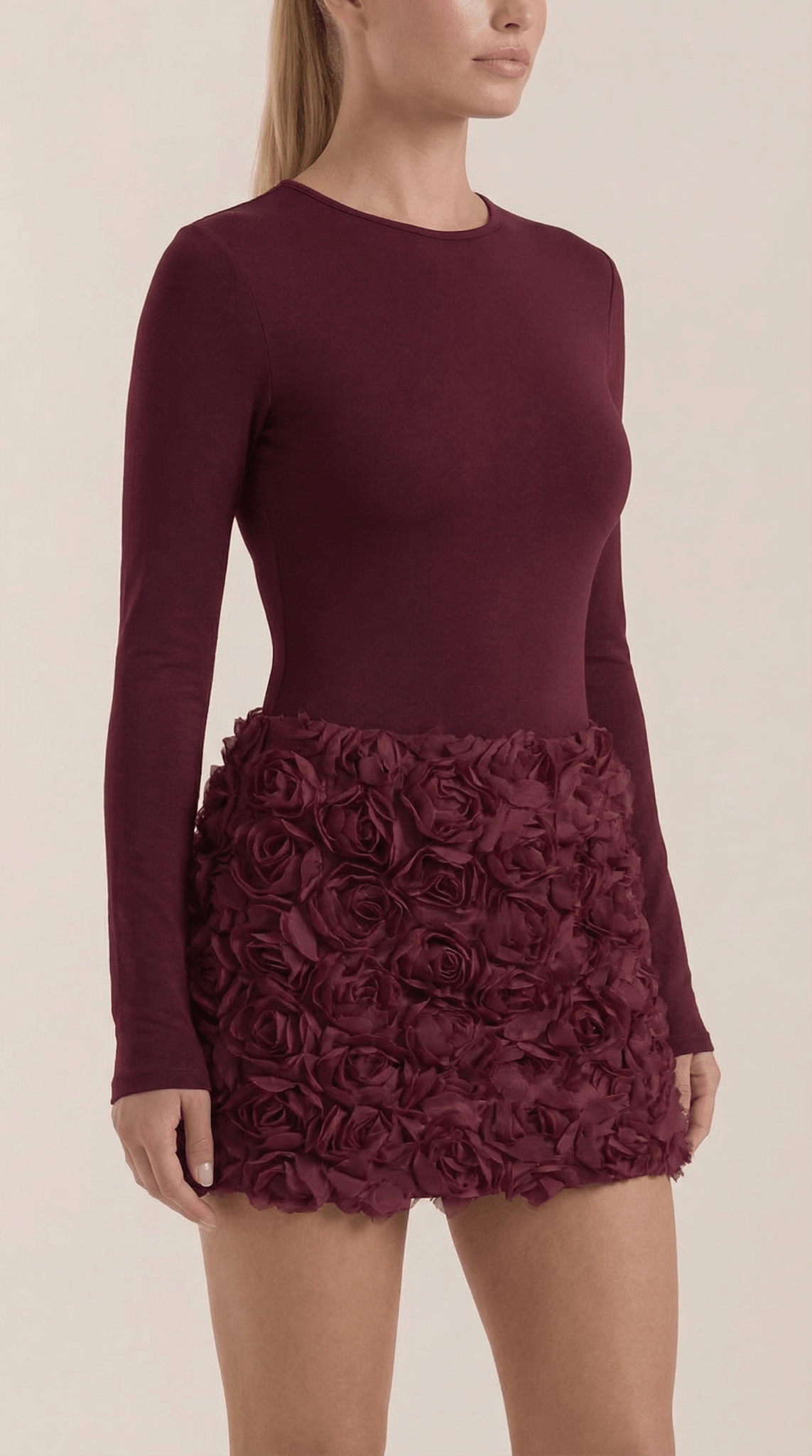 Women Mini Dress Long Sleeve Above Knee Fitted Silhouette - Hudson Harper - Women Mini Dress