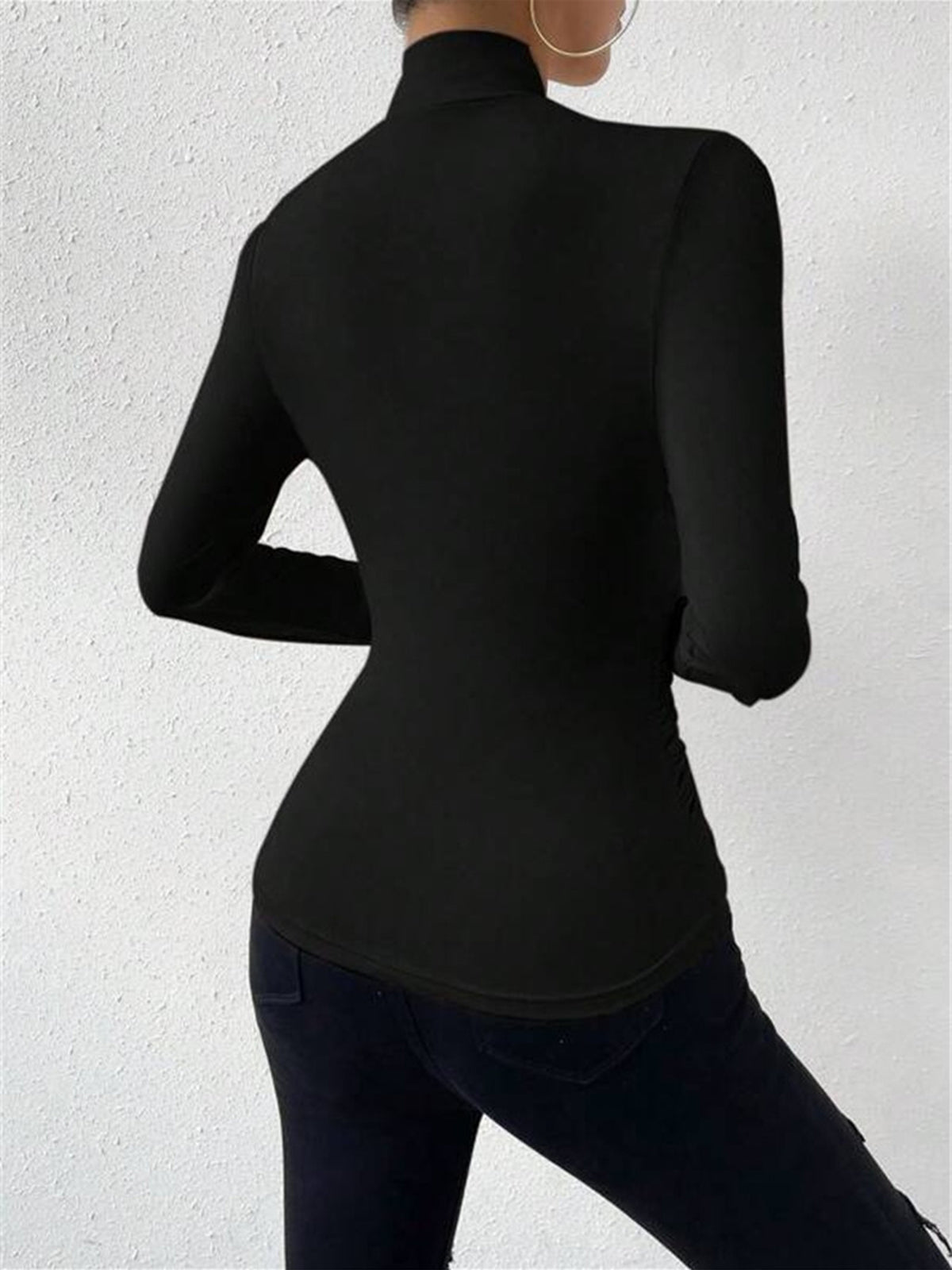 Women Top Slim Fit Long Sleeve Crossover Front Detail - Hudson Harper - Women Top