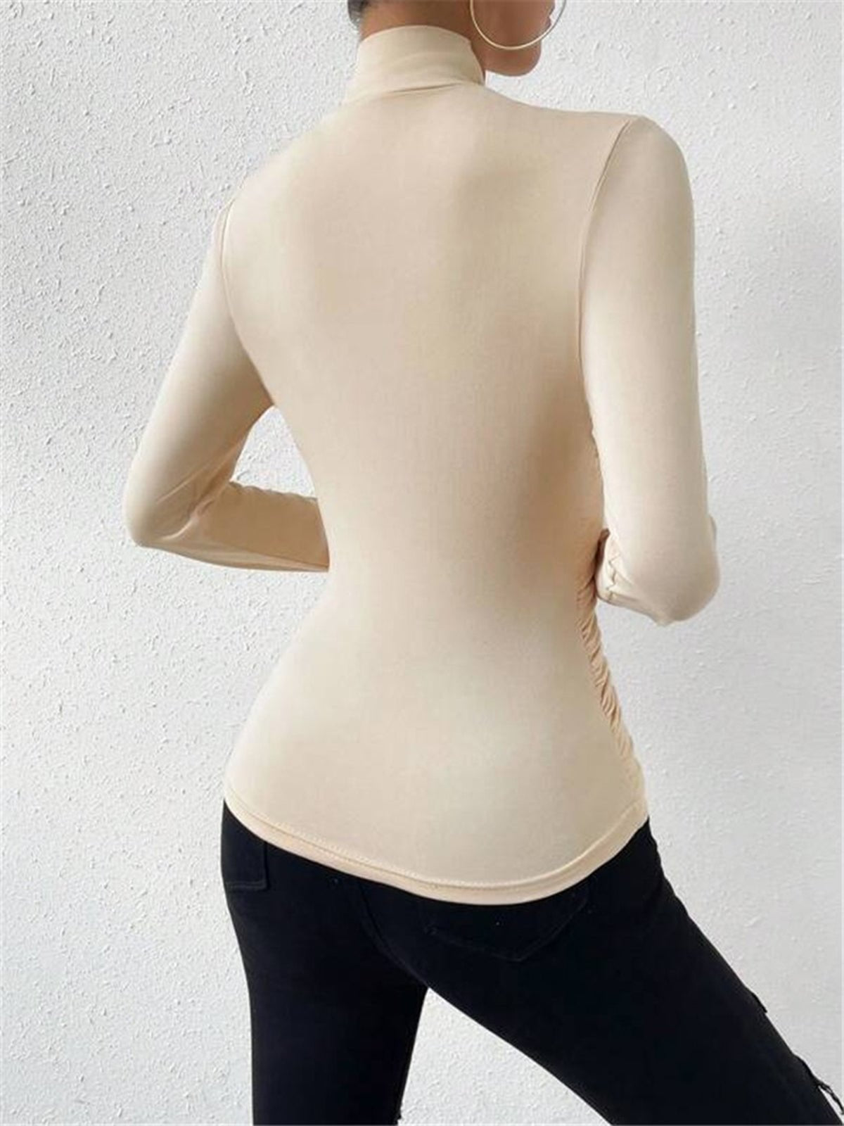 Women Top Slim Fit Long Sleeve Crossover Front Detail - Hudson Harper - Women Top