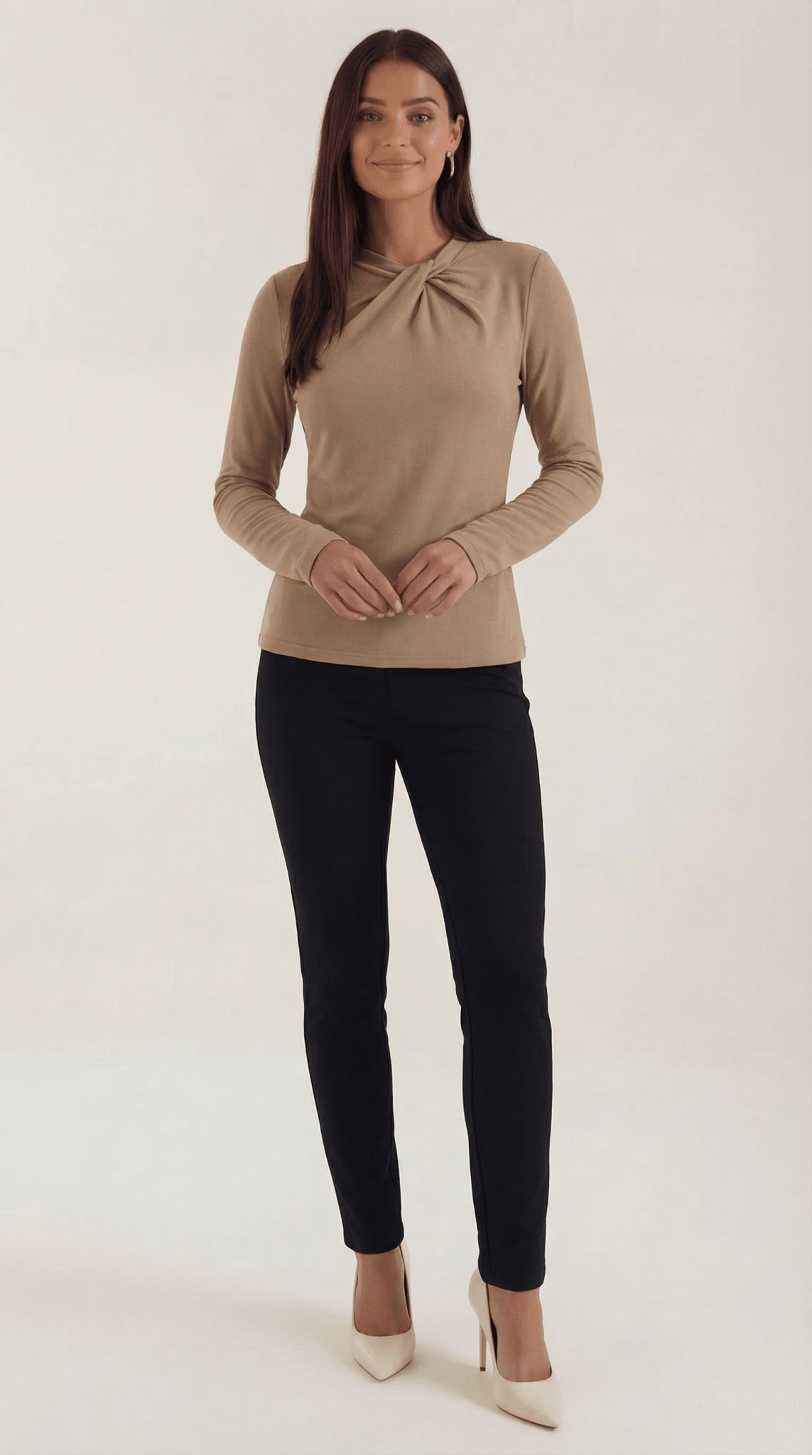 Women's Blouse — Long Sleeve Stand - Up Collar Regular Fit - Hudson Harper - Women Blouse